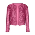 thumbnail image 6 of lcziwo Sequin Blazer for Women Open Front Collarless Long Sleeve Jacket Cardigan,Ladies Fitted Club Party Coat Outerwear,Women's Sequin Short Open Glitter Jacket, 6 of 7