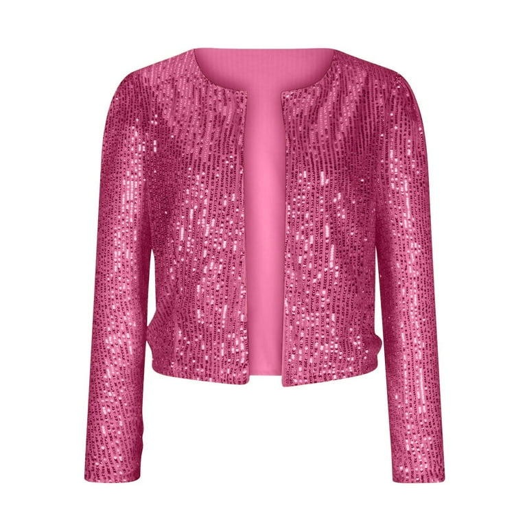 Casual Solid Sequins Turn-back Collar Outerwear Casual Solid Sequins Turn-back Collar Outerwear