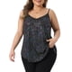 thumbnail image 1 of Tops sin mangas de lentejuelas de talla grande para mujeres, camiseta de bronceado con escote en V, chaleco 2X negro púrpura, 1 of 6