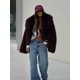 thumbnail image 4 of Chaqueta de piel sintética a la moda para mujer, cárdigan cálido y esponjoso holgado de manga larga con solapa para mujer, prendas de vestir de calle lisas para invierno 2024, 4 of 5