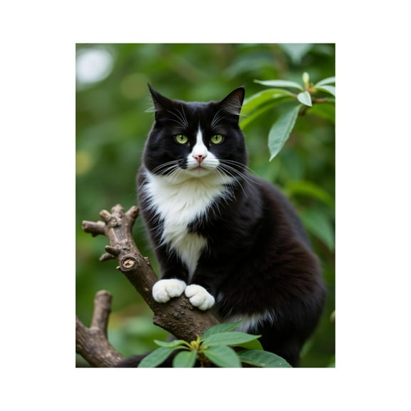 Paint by Numbers Kit for Adults, Tuxedo Cat Nature Pose Tree Branch Paint by Numbers, Easy Paint by Numbers Kit for Adults Beginner, DIY Adult Paint by Number Kits on Canvas, Home Decor