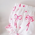 thumbnail image 6 of Xyant Baby Girl Summer Outfit Floral Print Fly Sleeve Ruffled Top Bowknot Elastic Waist Bloomers Shorts Casual Infant Toddler Clothes (White,6-12 Months）, 6 of 7