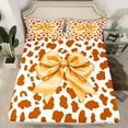 thumbnail image 2 of Homewish Kawaii Princess Ribbon Bed Sheets for Girls, Fashion Brown Leopard Print King Sheets, Cute Cartoon Sheet Set, Breathable Home Decor, 4 Pieces, 2 of 7