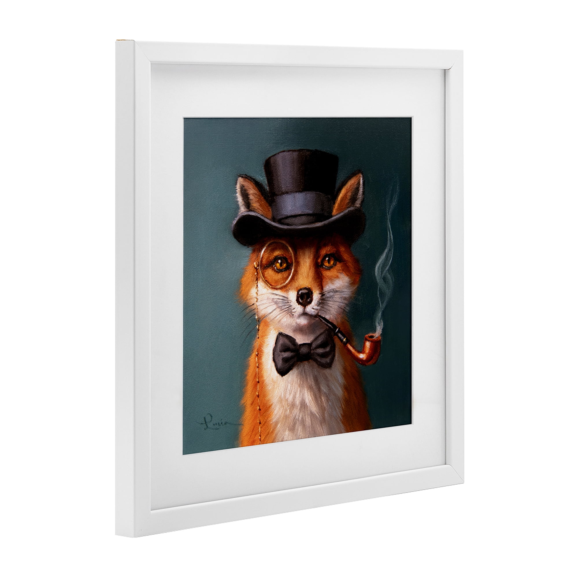 Stupell Industries Charming Dapper Fox White Framed Print Under Glass, design by Lucia Heffernan