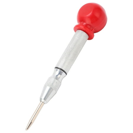 

Crtynell Puncher Tool Center Punch Automatic Spring Loaded Reinforced Head Knurled High Speed Steel Hard Tip Silver Puncher With Cover Spring Punch