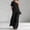 Black, variant on Pretxorve Women 2 Piece Outfits Solid 1 Shoulder Short Sleeve Top Pocket Loose Straight Long Casual Trousers Set