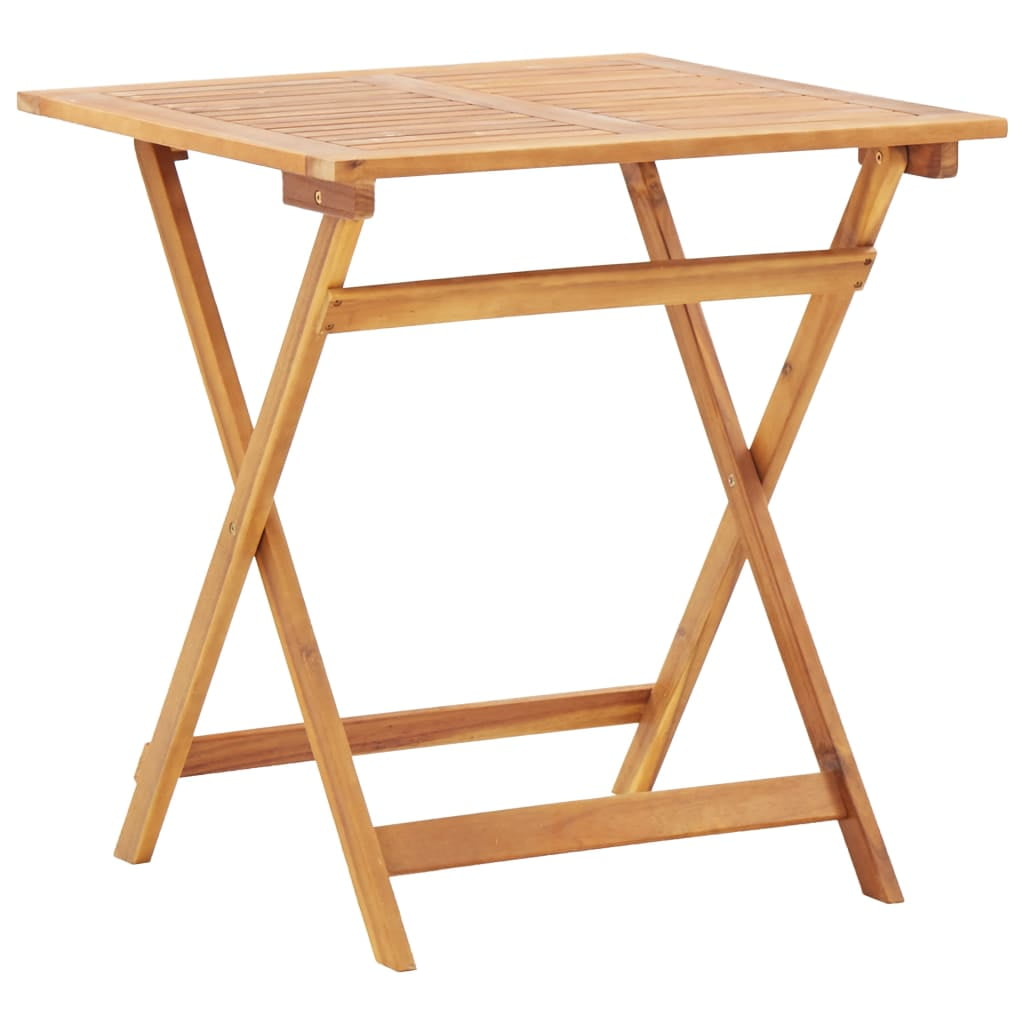 Kepooman 27.6" x 27.6" Outdoor Garden Folding Table, Patio Solid Acacia Wood Bistro Table with A Umbrella Hole