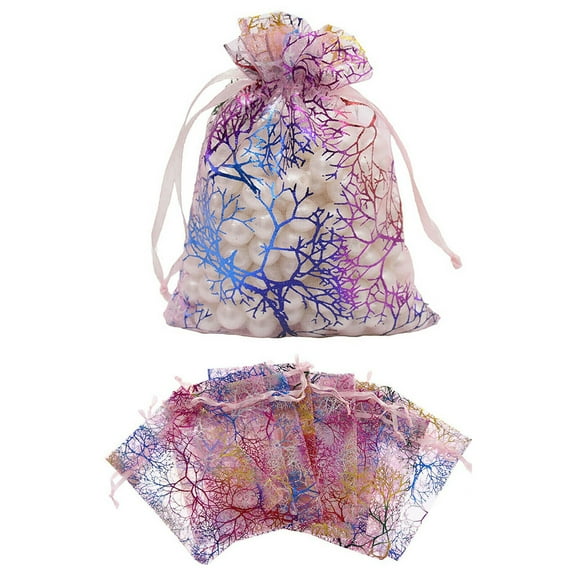 3X4 4X6 5X7in Coralline Organza Gift Bags Wedding Party Jewelry Candy Pouch Pink