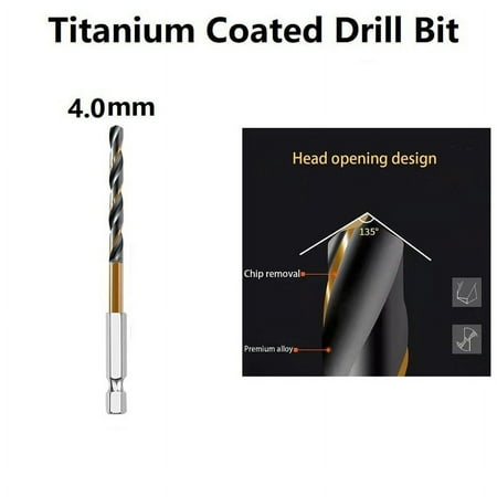 

BCLONG 1Pc Hss High Speed Steel Titanium Coated Drill Bit Set 1/4 Hex Shank 1.5-6.5Mm