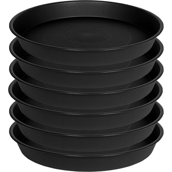 6 Pack Saucer 8 Inch Tray, Sturdy and Durable Flower Pot Container Accessories Round Pot Saucer for Indoor and Outdoor (8 Inch, Black)