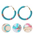 thumbnail image 2 of 1 Pair Disc Beaded Strand Earrings Stylish Polymer Clay Stack Ear Drop for Women, 2 of 8