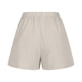thumbnail image 5 of Cotton Linen Elastic Waist Summer Gym Running Workout Shorts Pockets for Women, 5 of 6