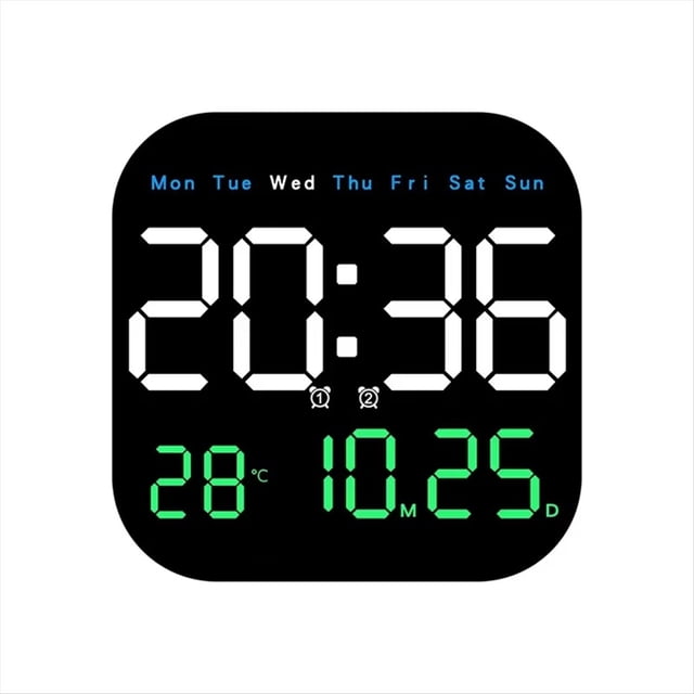Reloj de Pared LED Digital con Control Remoto, Temperatura, Hora, Semana, Fecha, Reloj Despertador de Escritorio para Sala de Estar de Moda
