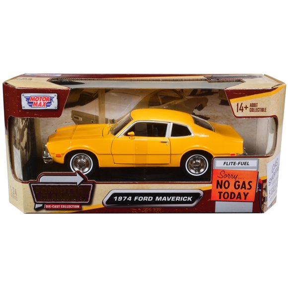 1974 Ford Maverick Yellow "Forgotten Classics" 1/24 Diecast Model Car by Motormax