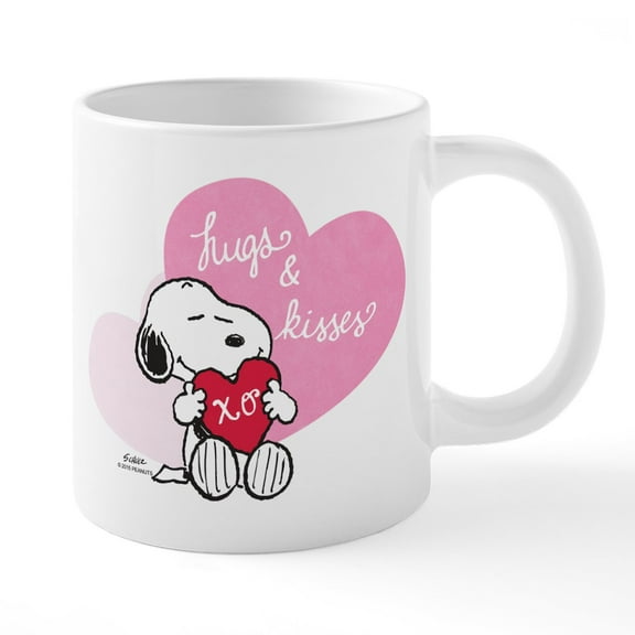 CafePress - Snoopy Hugs And Kisses - 20 Oz White Ceramic Mega Mug
