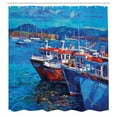thumbnail image 3 of Ambesonne Maritime Shower Curtain, Harbour by the Sea, 69"Wx70"L, Navy Red, 3 of 5