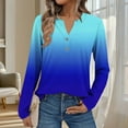 thumbnail image 2 of Ahuyic Womens Plus Size Top, Casual Long Sleeve Blouse For Autumns And Winter, Fashion Womens Casual Printed V-Neck Long Sleeve T-shirt Blouse Zipper Tops, 2 of 7