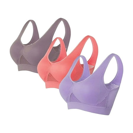 Clearance!Uooqdmx Sports Bras for Women Plus Size Lingerie Sports Bras Comfort Bras Wireless Sleep Yoga Bras with Removable Bandeau Bra Brown(2PC) 3XL