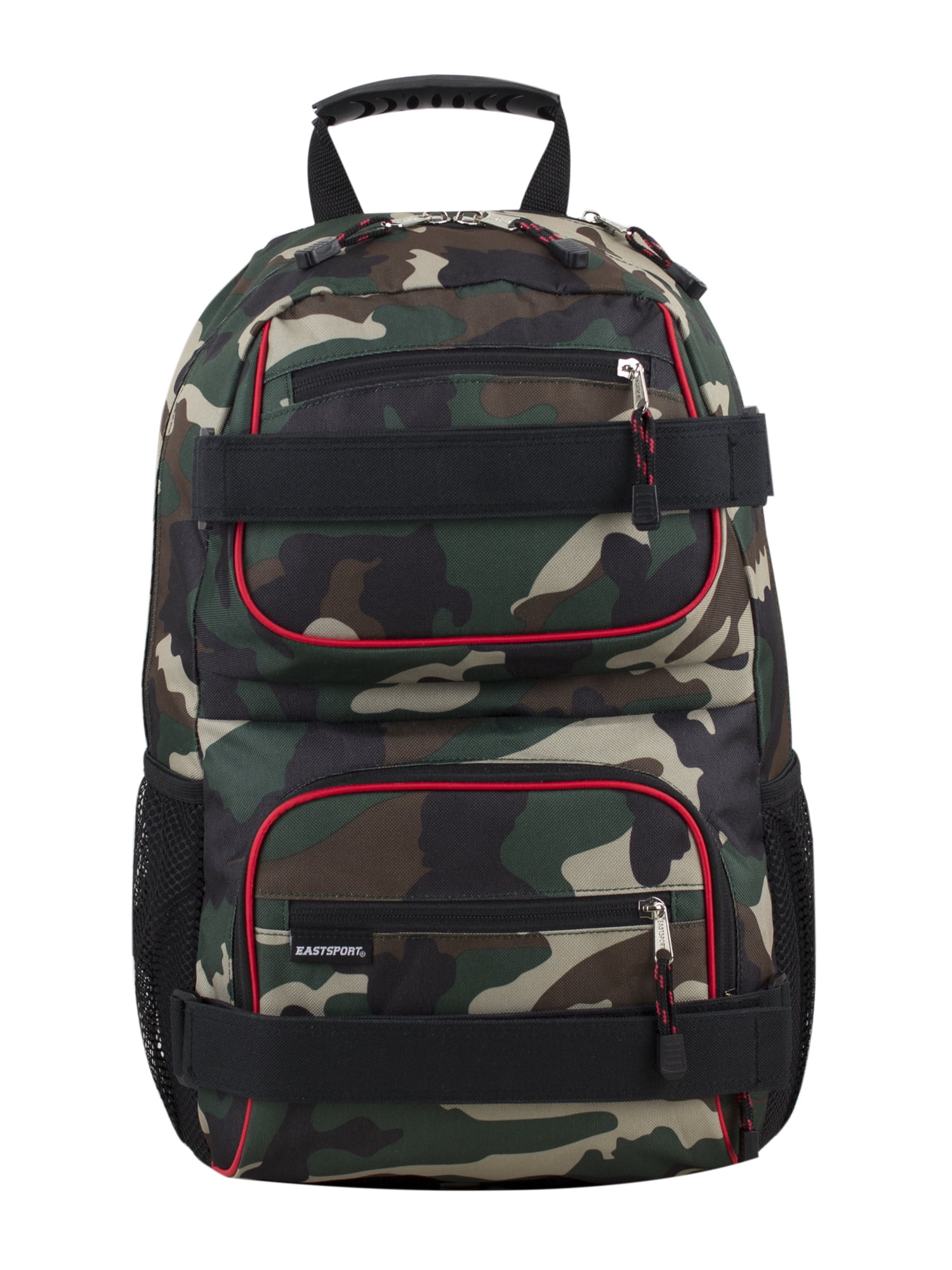 Eastsport Double Strap Skater Backpack, Army Camo with Red