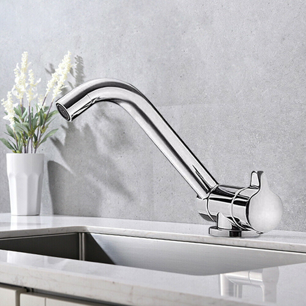 Chrome Fold-able Swivel Spout Kitchen Sink Tap Basin Mixer Long Reach Faucet NEW 