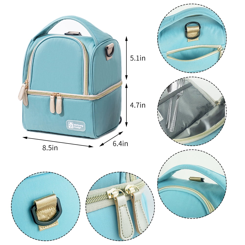 Breast Pump Bag Cooler Compartment for Breast Pump Double Layer for Mother Breast Milk Pump Blue
