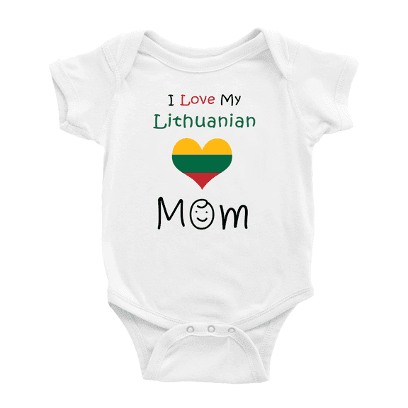 I Love My Lithuanian Mom Cute Baby Rompers Baby Bodysuit (White, 6-12 Months)