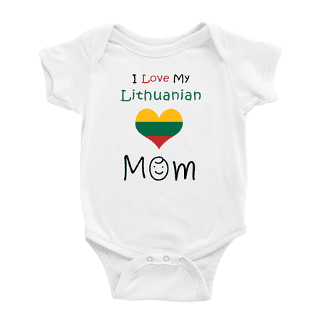 

I Love My Lithuanian Mom Cute Baby Rompers Baby Bodysuit (White 6-12 Months)