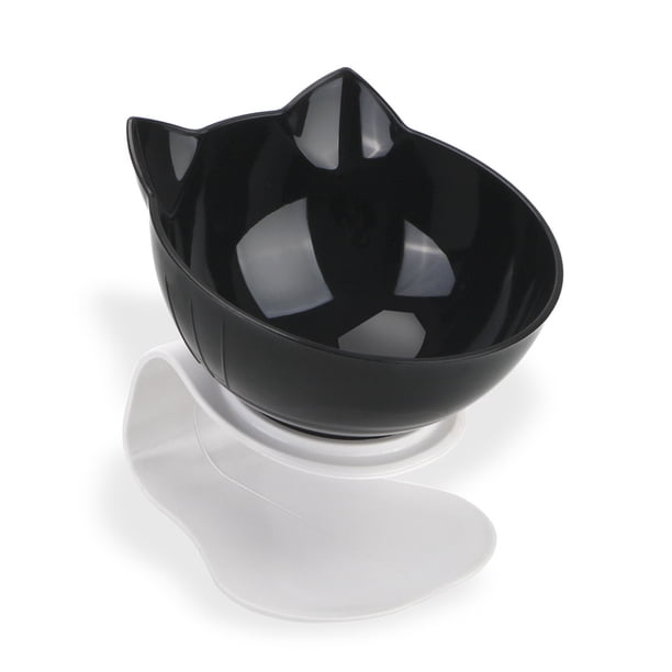 Cuenco de mascotas Antideslizante 15 ° Comida inclinada Potinaje Contenedor de agua con soporte elevado Protección Protección Piel de alimentación Hogar Pequeño Animales 1 tazón negro Advancent PT000726-03