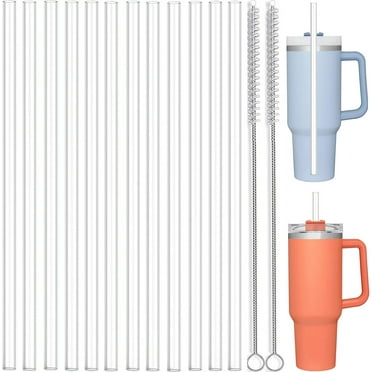 Replacement Straw Compatible with Stanley 40 oz 30 oz Cup Tumbler, 12 Pack Reusable Straw with Cleaning Brush, Plastic, Clear