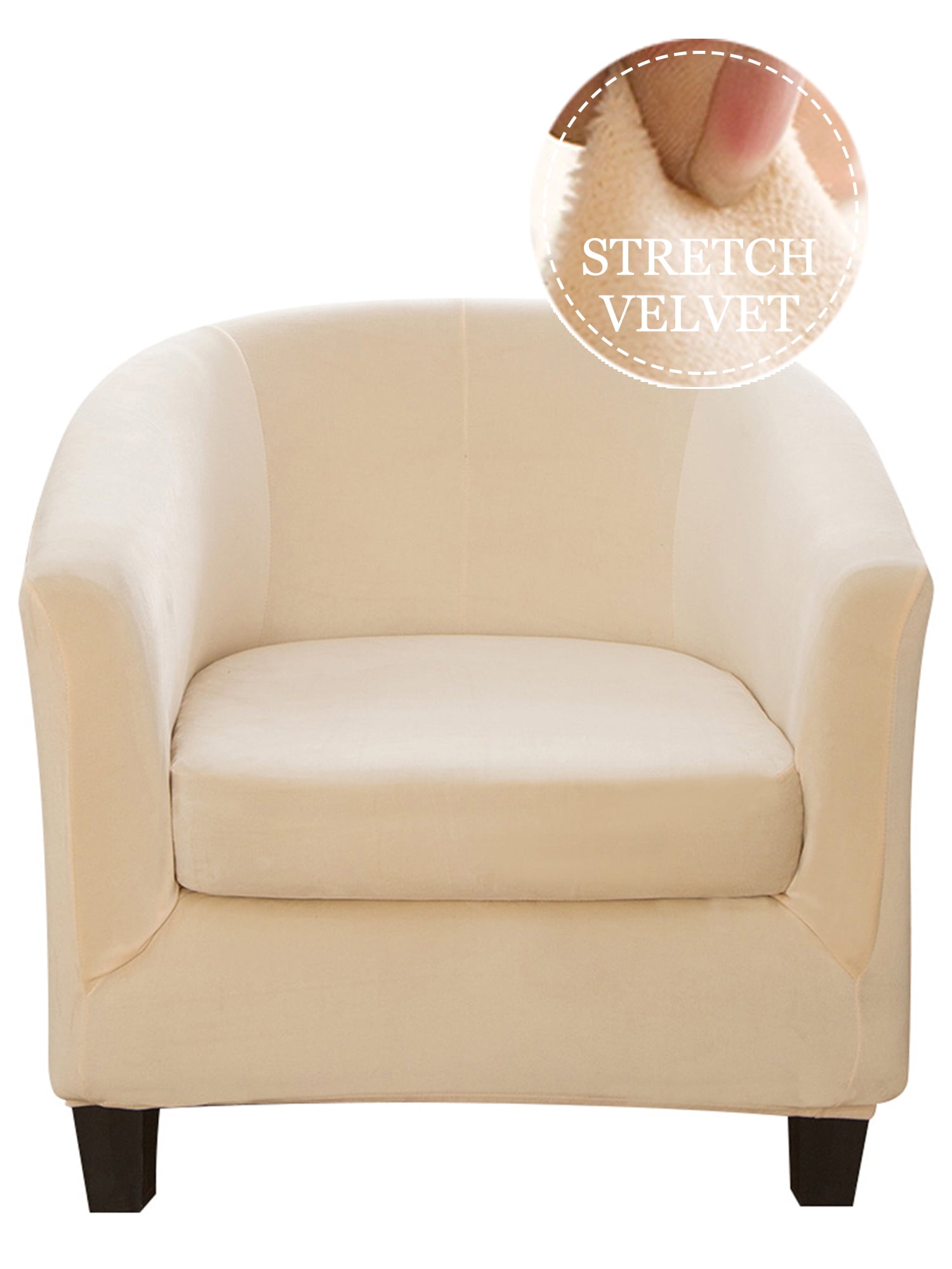 KBOOK Velvet Tub Chair Covers with Cushion Cover for Armchairs Stretch
