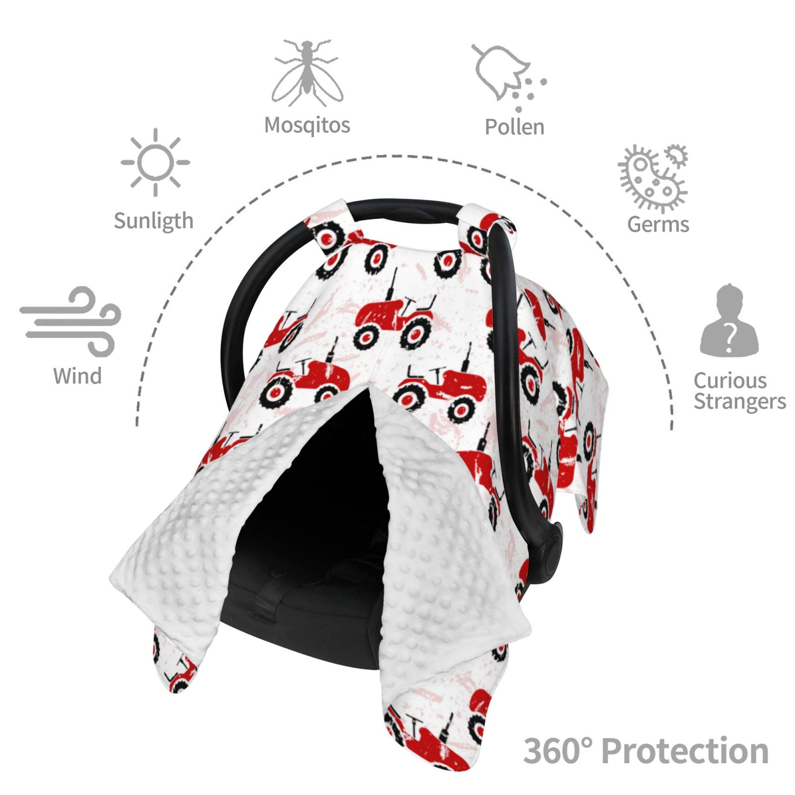 Car Seat Cover Baby - Red Wheeled Tractors Breathable Infant Car Seat Cover for Baby Carseat, Lightweight Comfort Baby Essentials Must Haves Newborn Stuff for Girl Boy