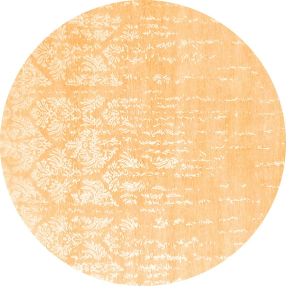 Ahgly Company Indoor Round Solid Orange Modern Area Rugs, 3' Round