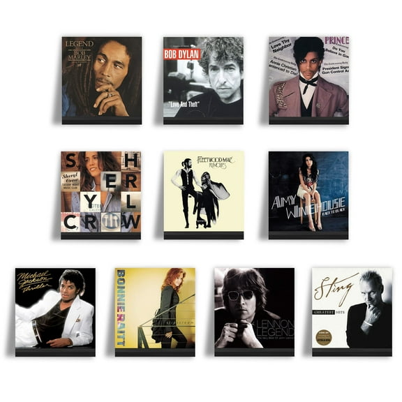 Ilyapa Record Display Wall Mounted Shelf, 10 Pack - Black Wooden Record Holder with Mounting Hardware