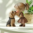 thumbnail image 6 of nvzhuang Girl and Dog Decor Creative Wooden Statue Cute Animal Figurine for Desktop Home Decor Present, 6 of 8