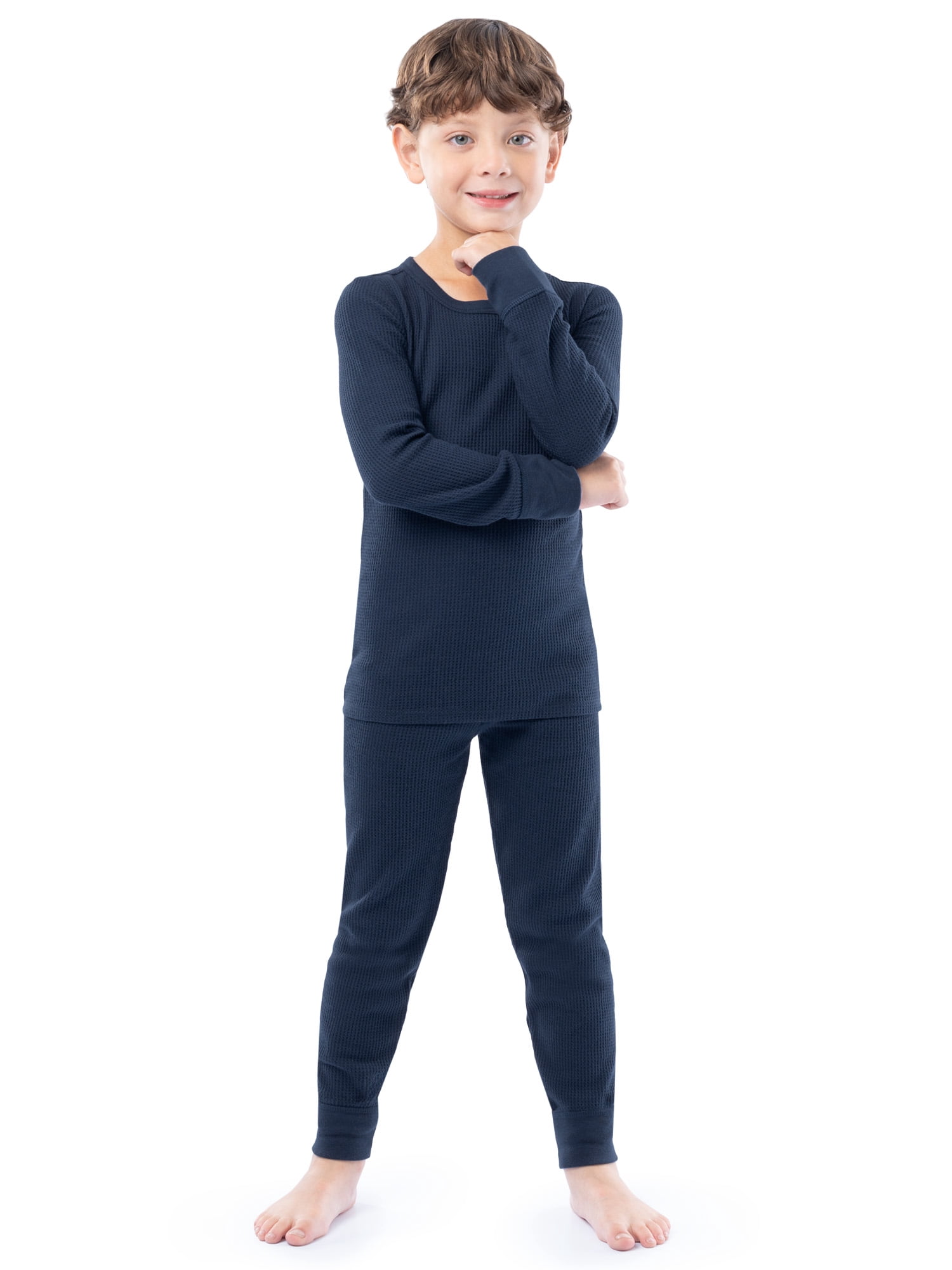 Athletic Works Boy's & Girl's Waffle Thermal Underwear Crew Top & Bottom Set, Sizes XS-XXL