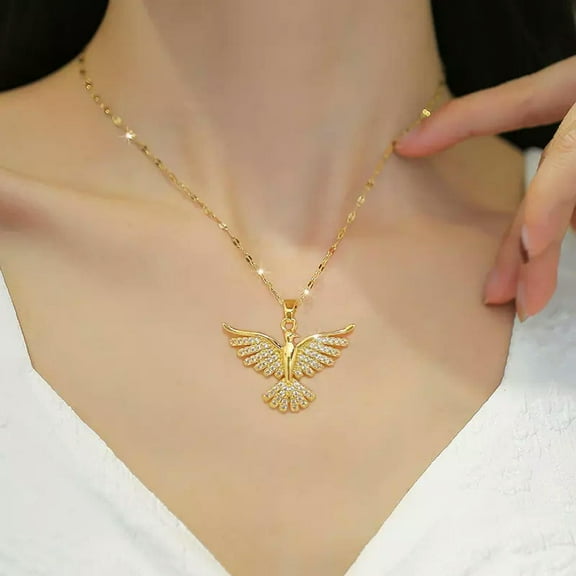GKNET Women's Fashion Delicate Jewelry Gold Cubic Zircon Phoenix Eagle Pendant Necklace 1PC