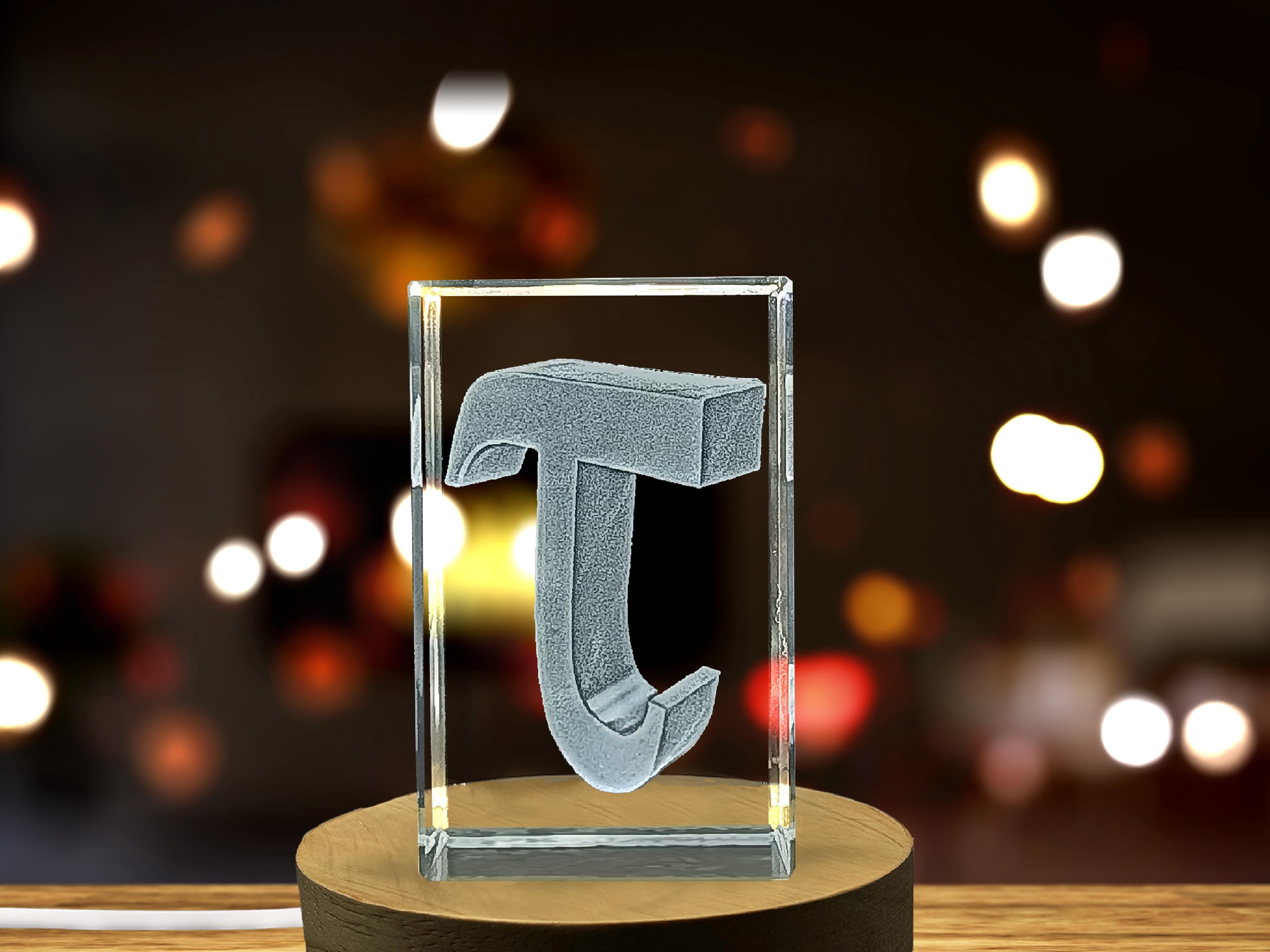 tau Greek alphabet letter 3D Engraved Art