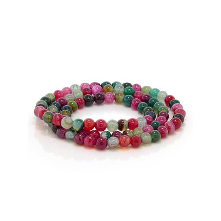 Blue Agate Round Pendant - 6mm Stunning Stackable Round Red Agate Bead Stretchy Bracelet / Necklace 20