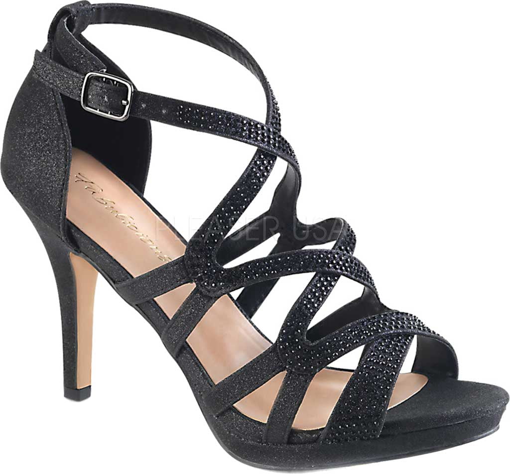 Fabulicious Women's Rhinestone Ankle Strap Sandal – 5 Inch Heel, 3/4 Inch Platform