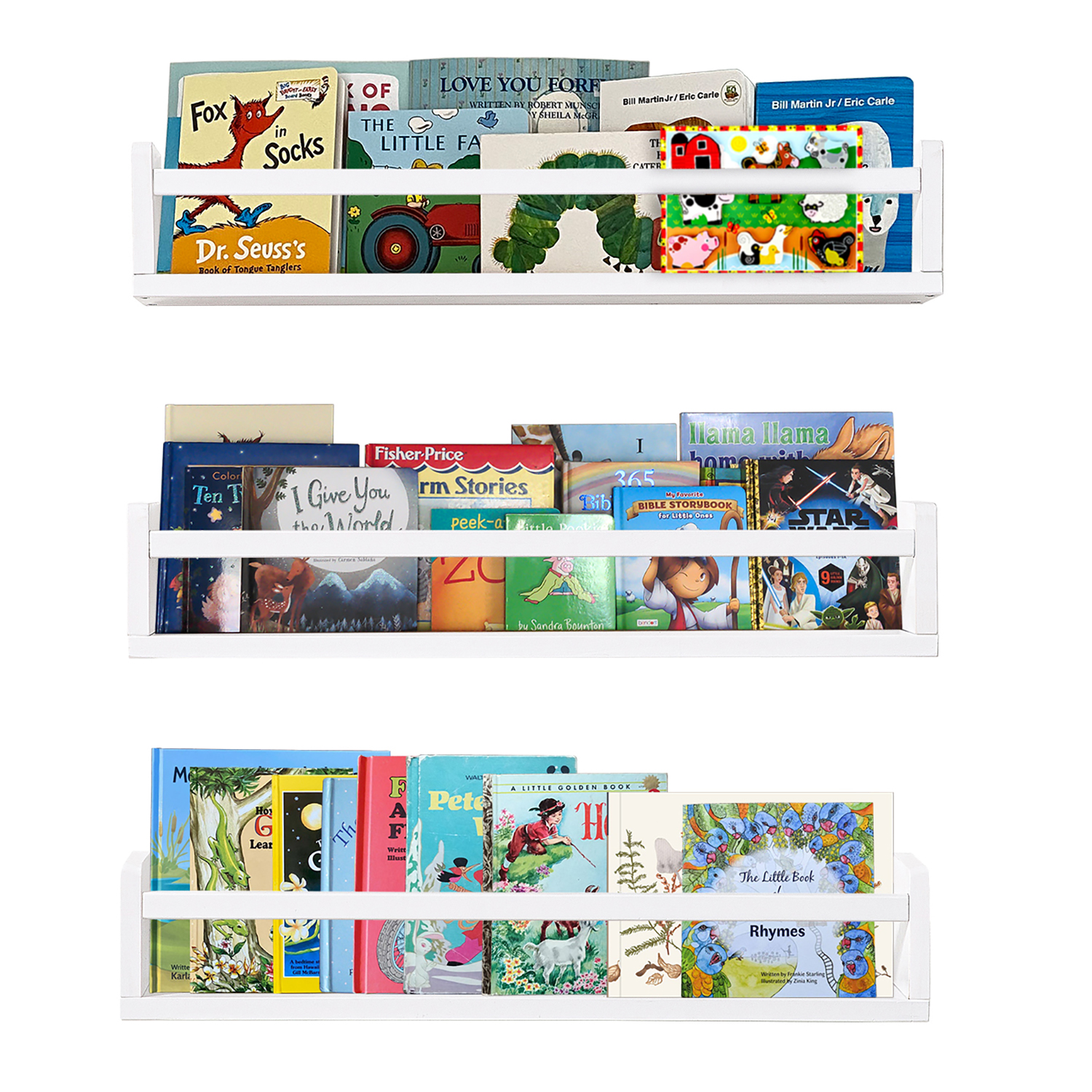 White Floating Bookshelf 24 Inch Nursery Bookshelves Wall Mounted