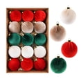 thumbnail image 2 of Bolas navideñas de terciopelo flocadas TUTUnaumb de 3.15 pulgadas, adornos navideños con degradado flocado, 15 piezas, adornos navideños para fiestas, bodas, decoración colgante para árbol de Navidad, 2 of 6