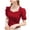 Red, variant on T Shirts for Women French V Neck Tops Puff Sleeve Ribbed Tees Casual Summer Blouse