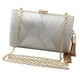 thumbnail image 2 of Bolso de Noche Hugo Elegante con Borla de Seda Plata para Mujer, 2 of 6