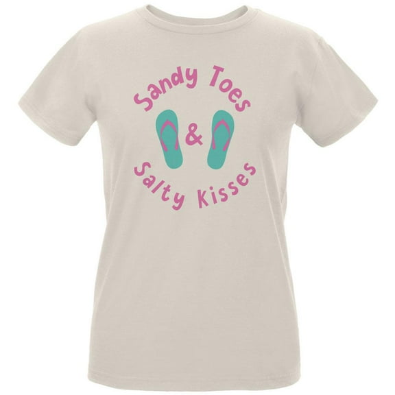 Summer Sun Sandy Toes and Salty Kisses Womens T Shirt Natural MD