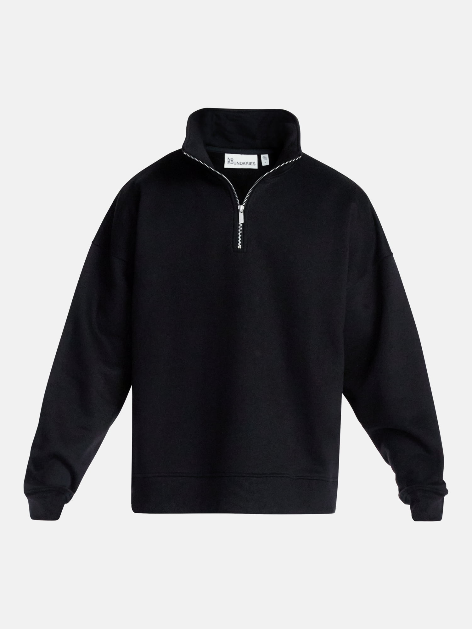 No Boundaries Boxy Fit Quarter Zip Fleece Sweatshirt with Long Sleeves, Men's XS-4XLT