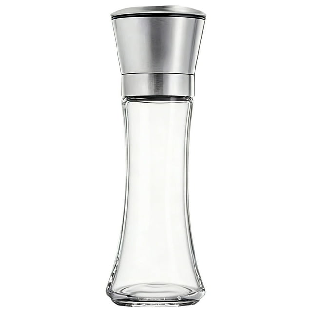 Manual Pepper And Salt Grinder, Refillable Stainless Steel Mill with Adjustable Coarseness, Glass Body Spice Grinder for Kitchen, Dining Table, Bbq, Ceramic Mechanism for Fresh Flavor, Ideal , One