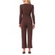 thumbnail image 3 of INSPIRAR CHIC Mono de Mujer con Cuello en V de Manga Larga, Cintura Ajustable, Pierna Ancha, Pantalones Largos, Elegante Mono de Tejido XL Café, 3 of 5