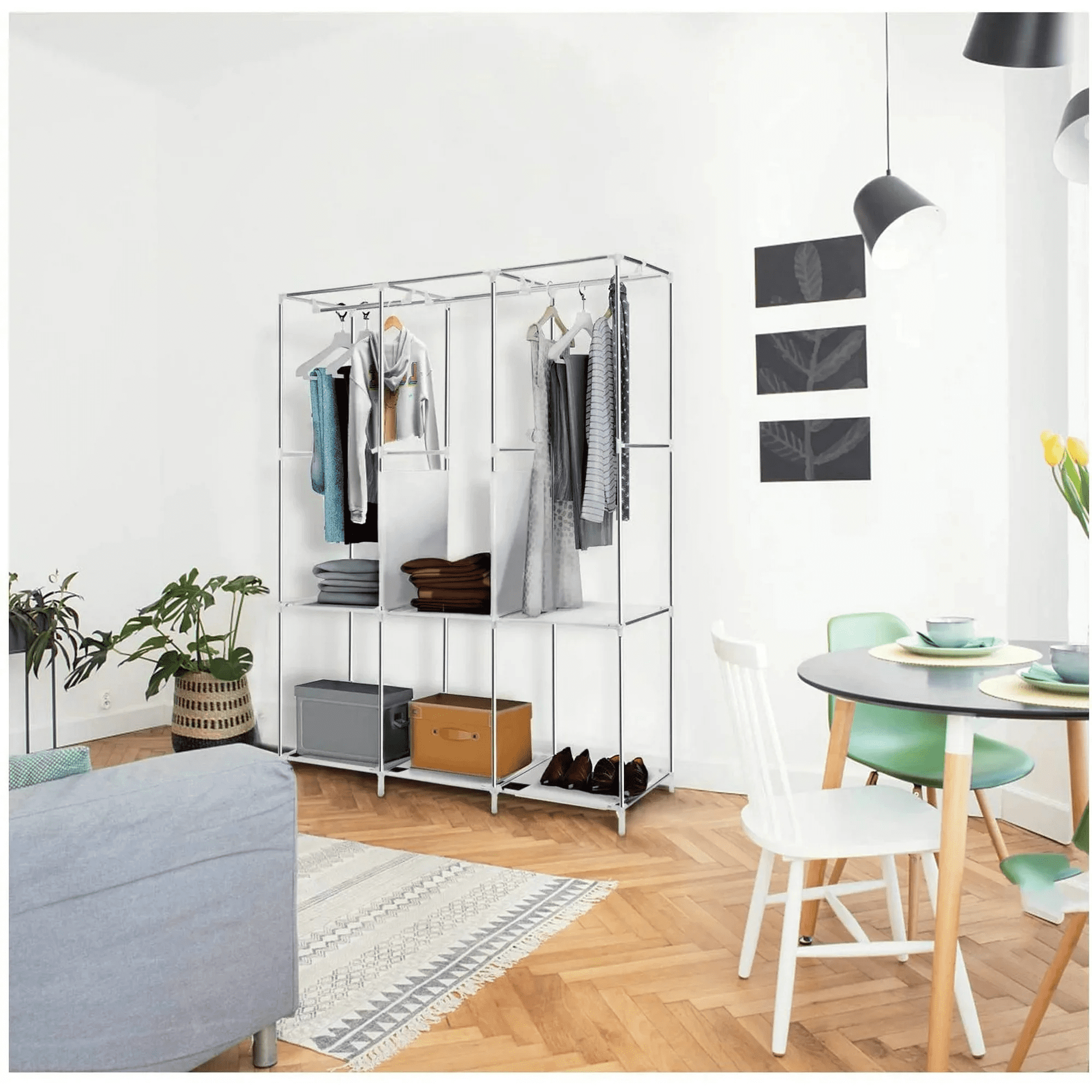 Portable Wardrobe Closet,Clothes Organizer And Storage For Bedroom Wardrobe Adult Wardrobe Clothing Rack Shelf Dustproof