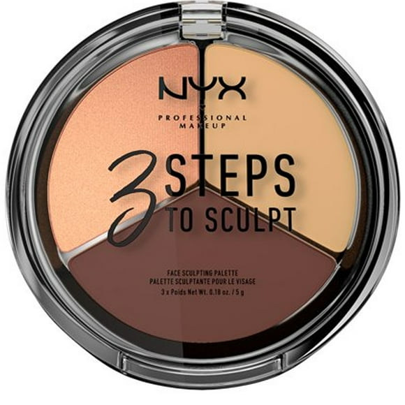 NYX Professional Makeup Palette de Modelage du Visage en 3 Étapes Moyen 0,54 Oz