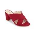 thumbnail image 1 of BLISSFUL STEP Sandales pour Femmes à Talons Blocs à Brides Croisées Mules Sandales à Enfiler Rouge 7,5, 1 of 7